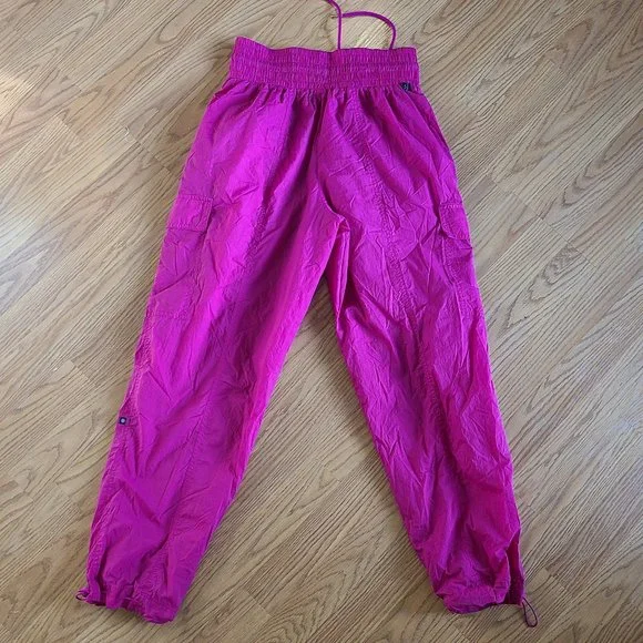 ATHLETA X ALICIA KEY HIGH WAIST UTILITY PANT FUSCHIA CARGO PARACHUTE JOGGER sz 2 - Picture 4 of 9